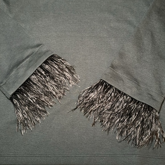 J. Crew Feather-Trim Long-Sleeve Shirt Black Size S - Picture 8 of 15